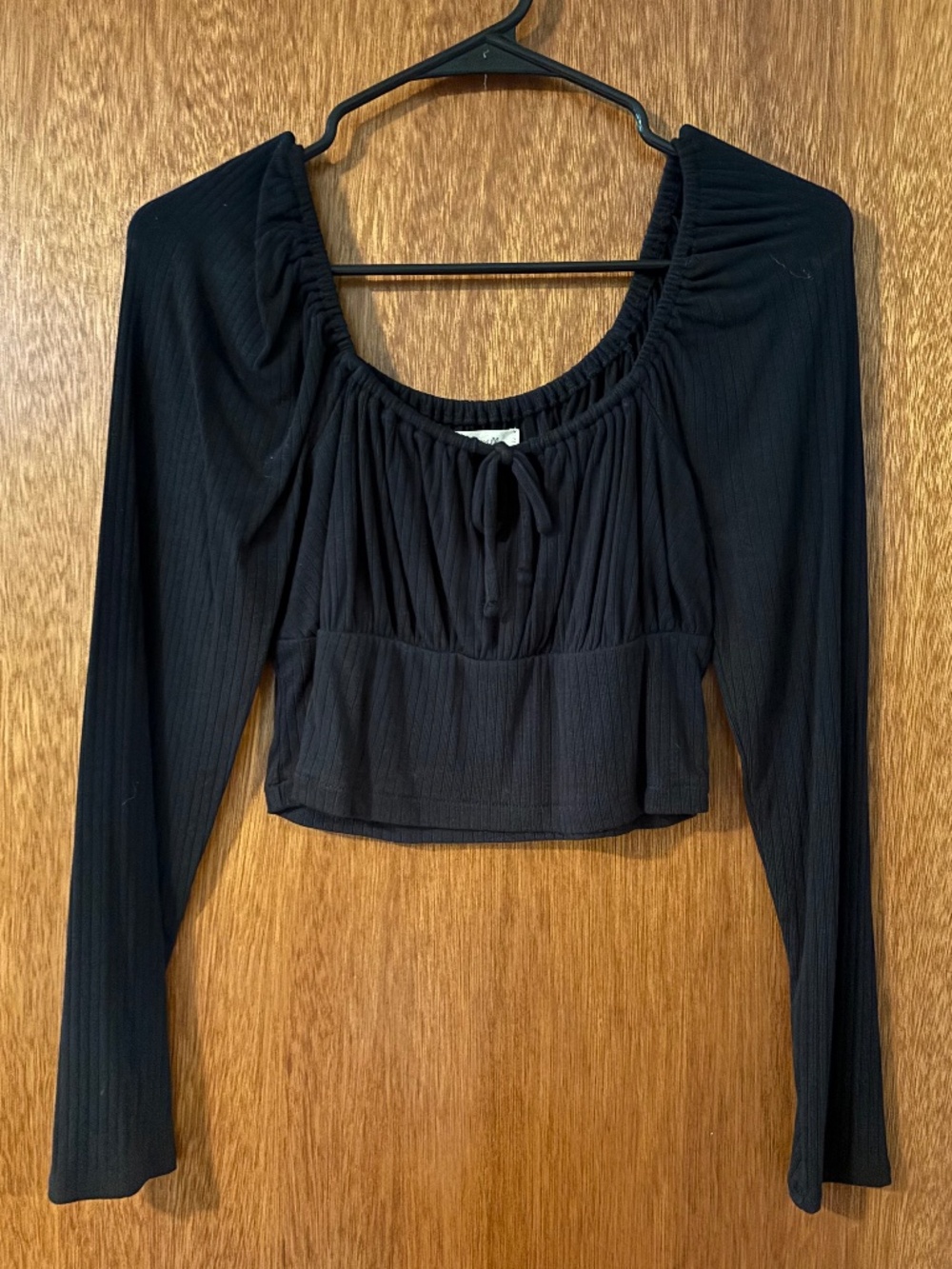 Madewell Burleigh Black Square Neck Cropped Top
